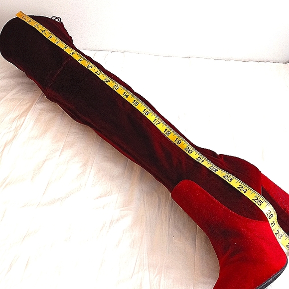 Ladies Over the Knee Stretch Velvet Boots - Picture 12 of 13